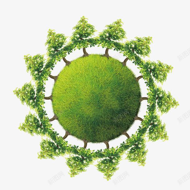 绿色环保地球png免抠素材_新图网 https://ixintu.com 地球 树木地球 绿色地球