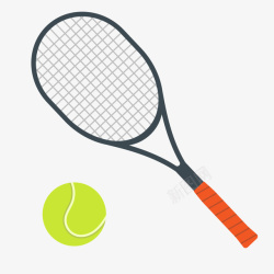 网球拍子网球矢量图素材