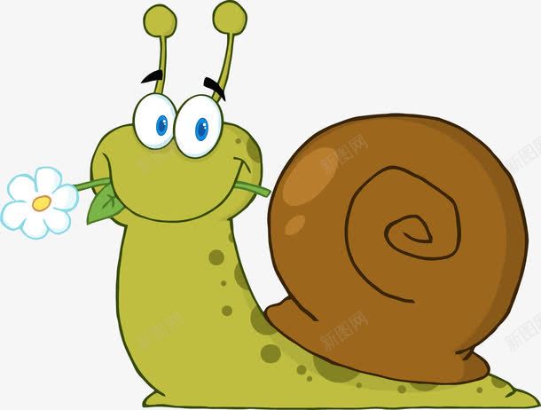 可爱动物矢量图eps免抠素材_新图网 https://ixintu.com 卡通 可爱 叼花的蜗牛 矢量图