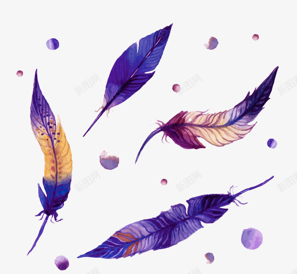 紫色羽毛png免抠素材_新图网 https://ixintu.com 元素 手绘 插画 漂浮 紫色 羽毛