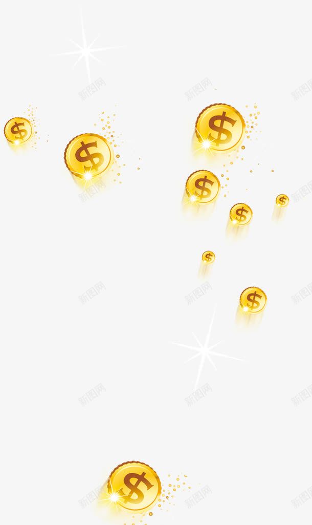 金色漂浮金币装饰配景png免抠素材_新图网 https://ixintu.com 金色漂浮金币装饰配景