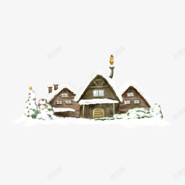 冬季房子png免抠素材_新图网 https://ixintu.com 冬季 剪纸 房子 木屋