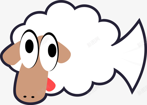 卡通奇怪的绵羊png免抠素材_新图网 https://ixintu.com 儿童插画 动画 卡通 可爱 扁平化 绵羊 鱼
