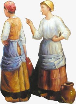 油画两个妇女的谈话素材