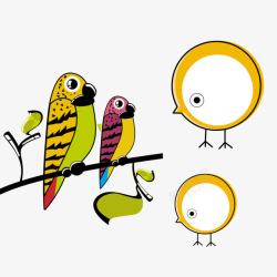 黄鹂鸟和小黄鸡矢量图素材