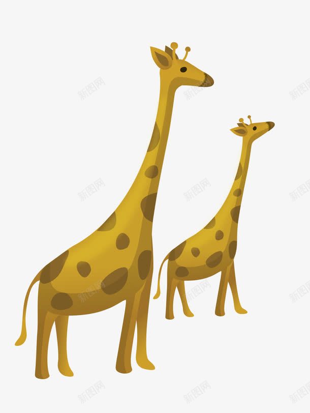 卡通手绘父子黄色长颈鹿png免抠素材_新图网 https://ixintu.com 卡通的长颈鹿 手绘的鹿 父子的长颈鹿 矢量的动物 黄色的长颈鹿