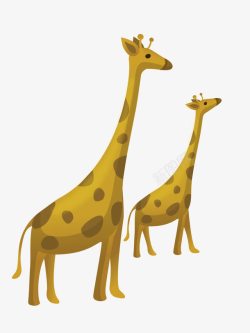 父子的长颈鹿卡通手绘父子黄色长颈鹿高清图片