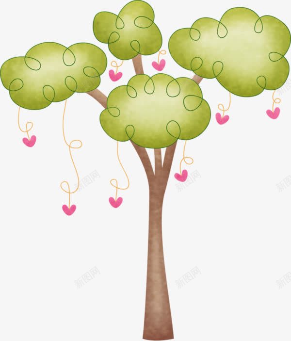 卡通爱心小树png免抠素材_新图网 https://ixintu.com 卡通手绘 小树 树木 植物 爱心