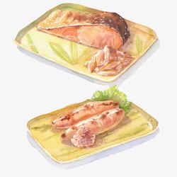 手算鱼肉美食手绘画算片高清图片