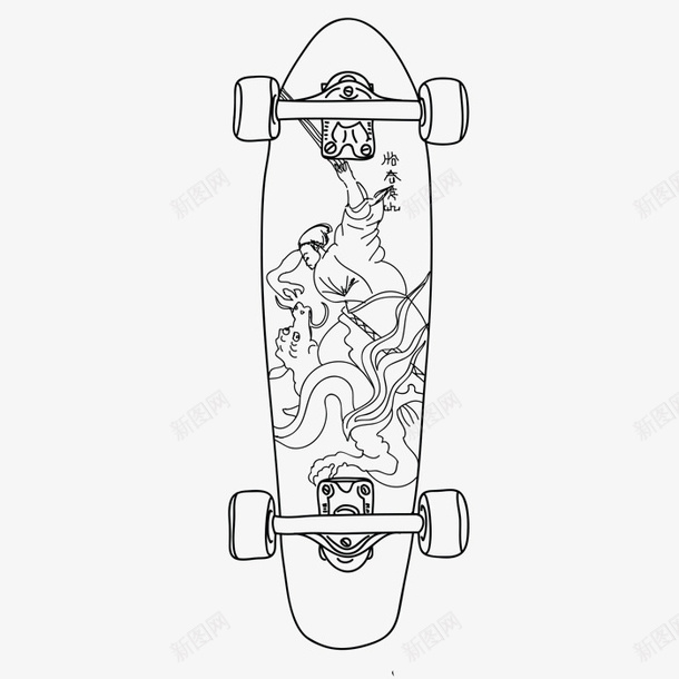 手绘滑板图标png_新图网 https://ixintu.com 手绘画 滑板 矢量装饰 花纹滑板 装饰
