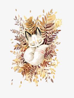 睡在树叶上的猫素材