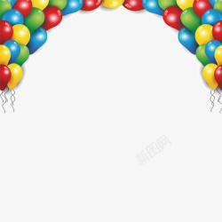 多彩氢气球彩色气球边框装饰高清图片