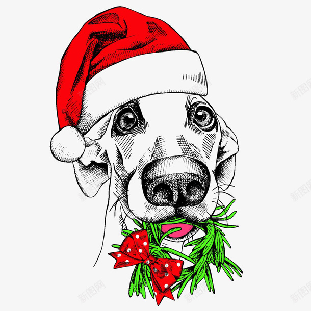 手绘圣诞小狗png免抠素材_新图网 https://ixintu.com 圣诞帽 圣诞礼物 圣诞节 小狗