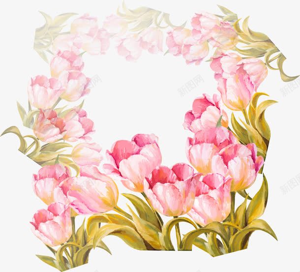 粉色花圈植物png免抠素材_新图网 https://ixintu.com 免抠PNG 植物 粉色 花圈 边框纹理 鲜花