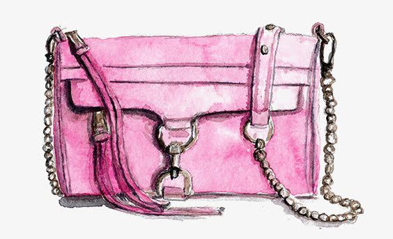 粉色链条包png免抠素材_新图网 https://ixintu.com 单肩包 卡通 手绘 插画 时尚 粉色 链条包