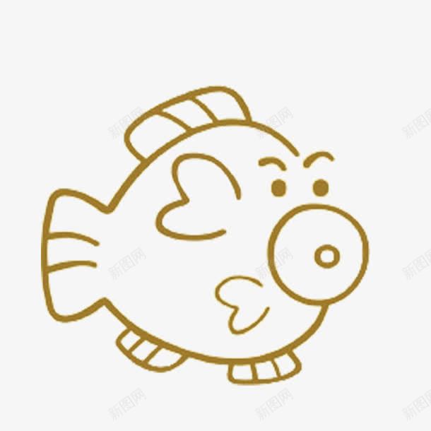 手绘线条鱼png免抠素材_新图网 https://ixintu.com 动物 手绘 线条 金色 鱼