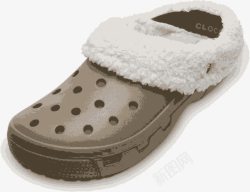 卡洛驰的男女鞋冬款猛犸便捷暖芯塑模棉拖鞋毛毛高清图片