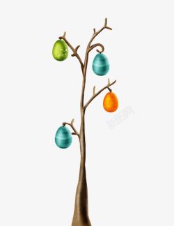 树干上的彩蛋装饰图案素材