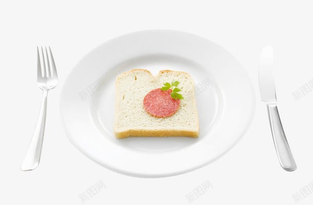 盘子里的面包png免抠素材_新图网 https://ixintu.com 产品实物 刀叉 盘子 肉片 面包