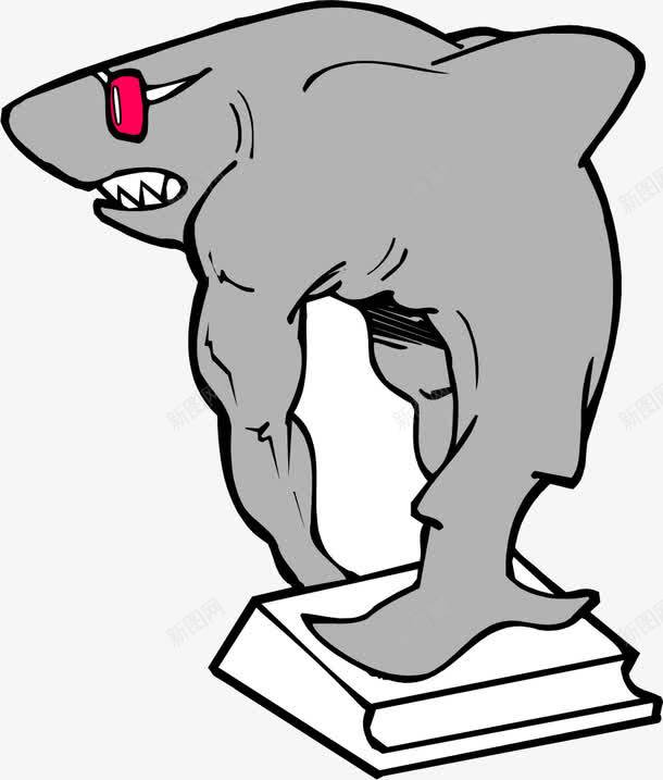 可怕鲨鱼png免抠素材_新图网 https://ixintu.com 动物 卡通 愤怒 手绘 海里动物 灰色 鱼 鲨鱼