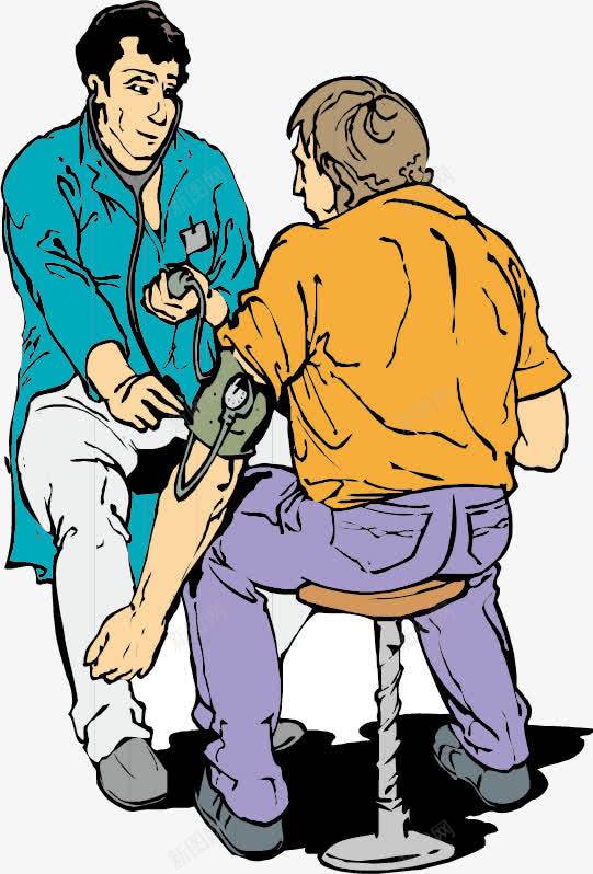 测量血压png免抠素材_新图网 https://ixintu.com 健康 医生 医疗医药 手绘 插画 病人