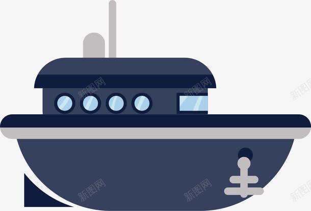 装甲轮船png免抠素材_新图网 https://ixintu.com 卡通 手绘 水彩画 灰白相间 船锚烟囱 装甲轮船 装饰图案