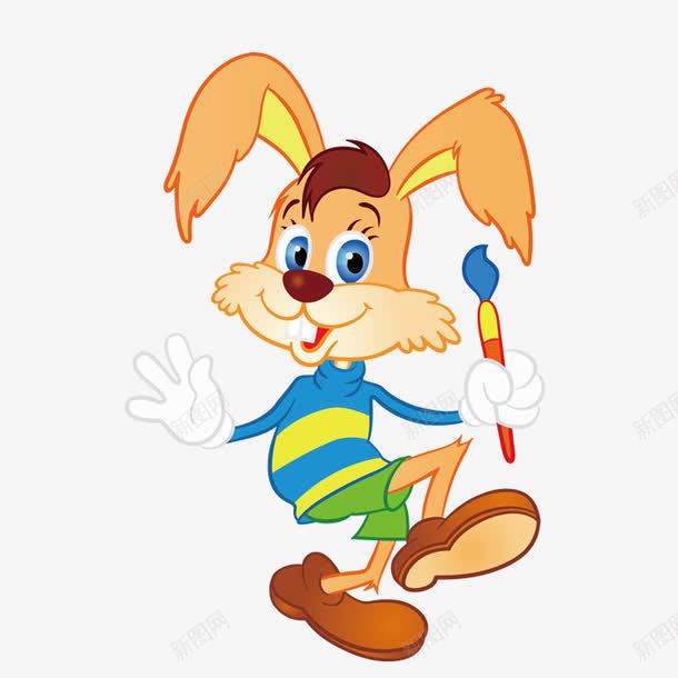 卡通兔子png免抠素材_新图网 https://ixintu.com 一只 兔子 可爱 手绘 简图 耳朵 蓝色 黄色