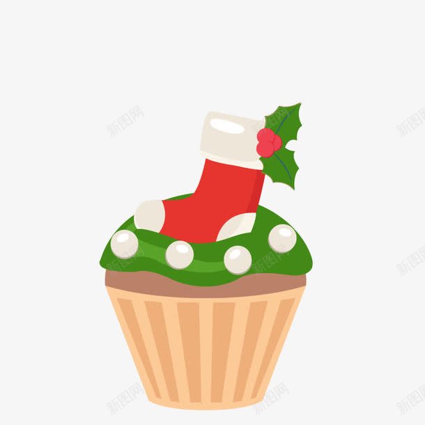 圣诞袜蛋糕png免抠素材_新图网 https://ixintu.com 杯装蛋糕 烘培蛋糕 生日 生日素材 生日蛋糕 矢量蛋糕