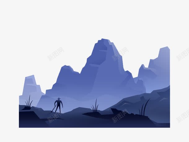 山背景png免抠素材_新图网 https://ixintu.com 人物 图外创意 山 矢量插图 紫色