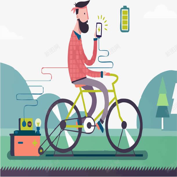 骑自行车的商务男士png免抠素材_新图网 https://ixintu.com 免抠骑自行车PNG 手绘 男士 自行车