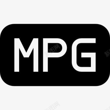 MPG文件类型的黑色圆角矩形界面符号图标图标