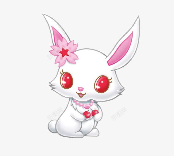 臭美的小白兔png免抠素材_新图网 https://ixintu.com 创意卡通小动物 动物 卡通动物 卡通小白兔 白色 粉色 红色