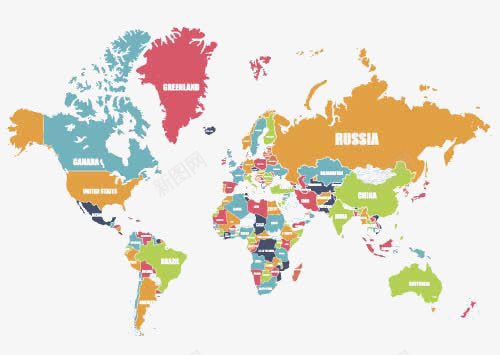 彩色地理地图png免抠素材_新图网 https://ixintu.com 世界地图 全球 矢量地图