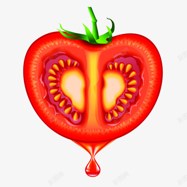 滴汁的番茄png免抠素材_新图网 https://ixintu.com 切开 汁液 番茄 蔬菜