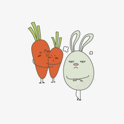 卡通萝卜和兔子图素材