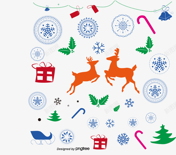 圣诞饰品和驯鹿1矢量图ai免抠素材_新图网 https://ixintu.com 元素 圣诞 饰品 驯鹿 矢量图