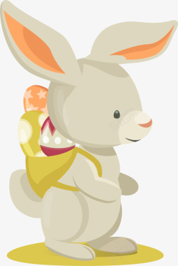 复活节背着彩蛋的兔子素材
