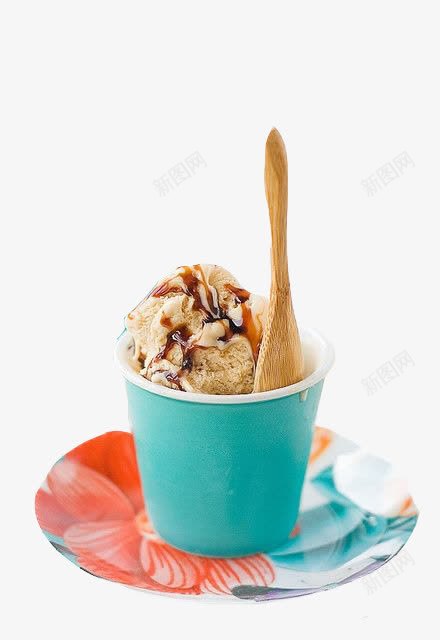 木勺与冰淇淋png免抠素材_新图网 https://ixintu.com 冰淇淋 甜食 食物