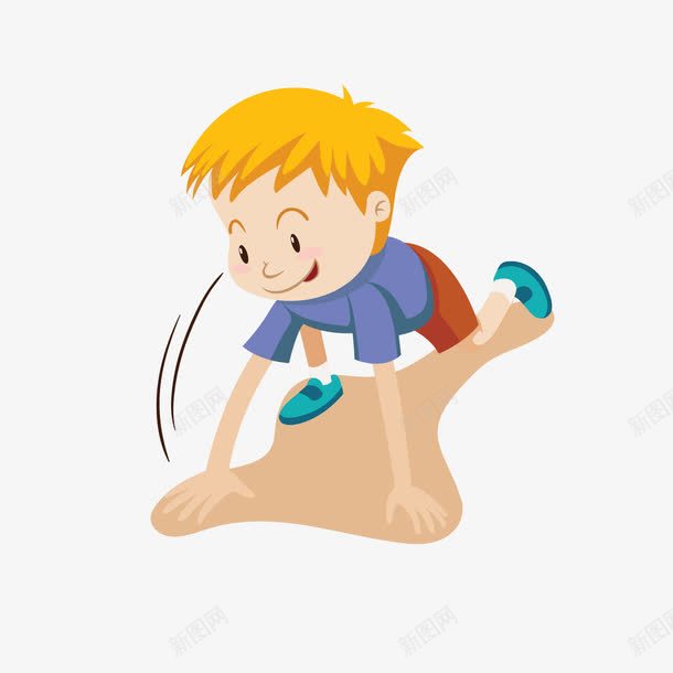 单腿跪着的小男孩png免抠素材_新图网 https://ixintu.com 卡通 小男孩 趴着的小孩 趴着的小男孩