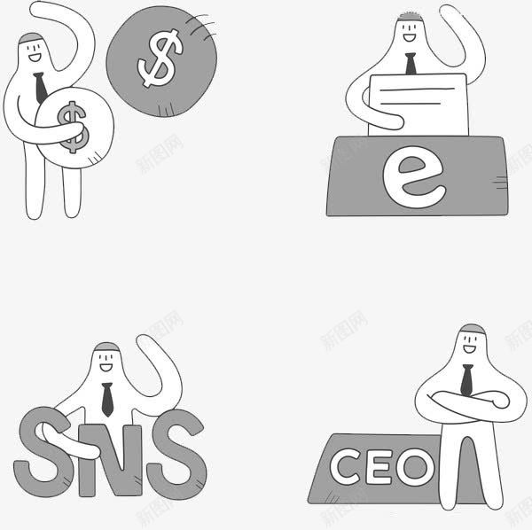 行为标志图标psd_新图网 https://ixintu.com CEO 人形标志 可爱 图标 小人 美元