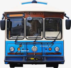 蓝色公交车头素材