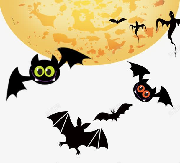 万圣节圆月与幽灵png免抠素材_新图网 https://ixintu.com 万圣节元素 圆月 幽灵 蝙蝠