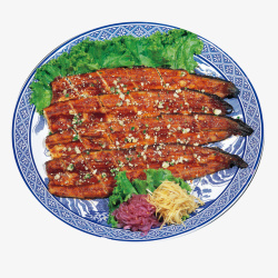 鲜美鱼肉盘子里的卡通带鱼高清图片
