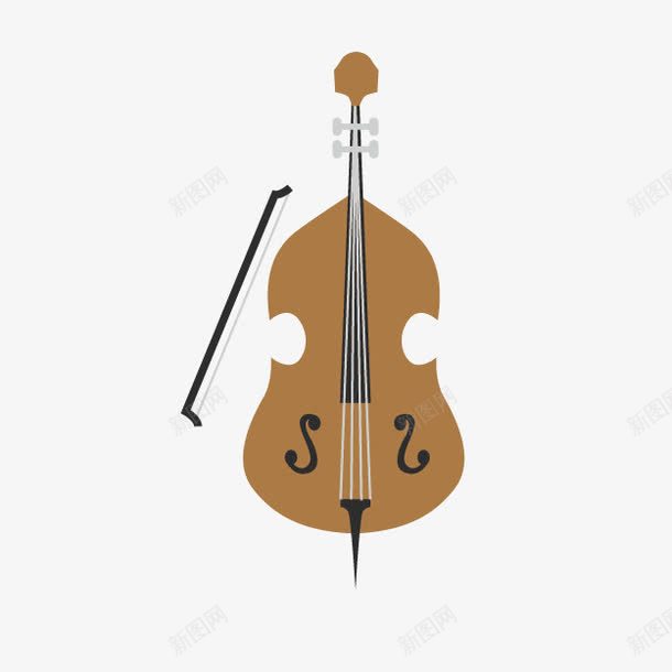卡通棕色小提琴png免抠素材_新图网 https://ixintu.com 卡通乐器 卡通提琴 咖啡色小提琴 提琴