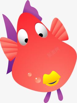 一只卡通红色可爱小鱼素材