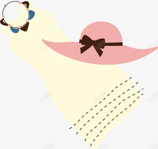 女士衣服png免抠素材_新图网 https://ixintu.com 帽子 花纹 蝴蝶结 连衣裙