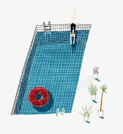 卡通游泳水池素材