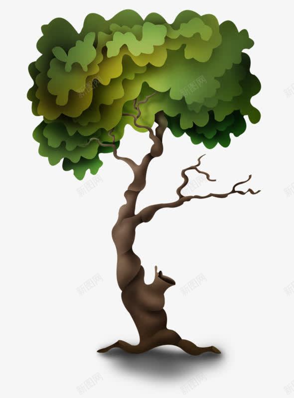 一棵绿树png免抠素材_新图网 https://ixintu.com 手绘 树根 装饰