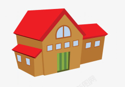 手绘红色木屋小房子图素材