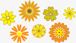 橙黄色花朵橙黄色儿童画花朵矢量图高清图片